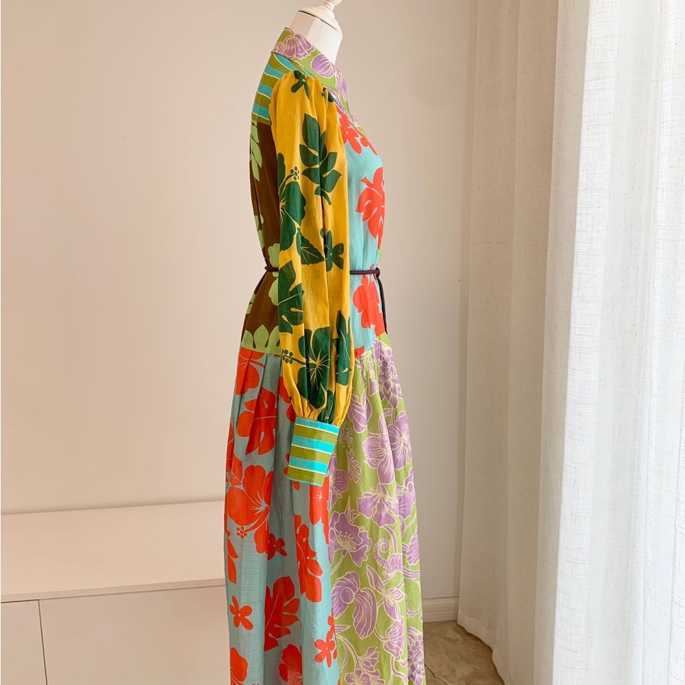 ALEMAIS Multicolor Floral Patchwork Long Sleeve Maxi Dress - Picture 6 of 8